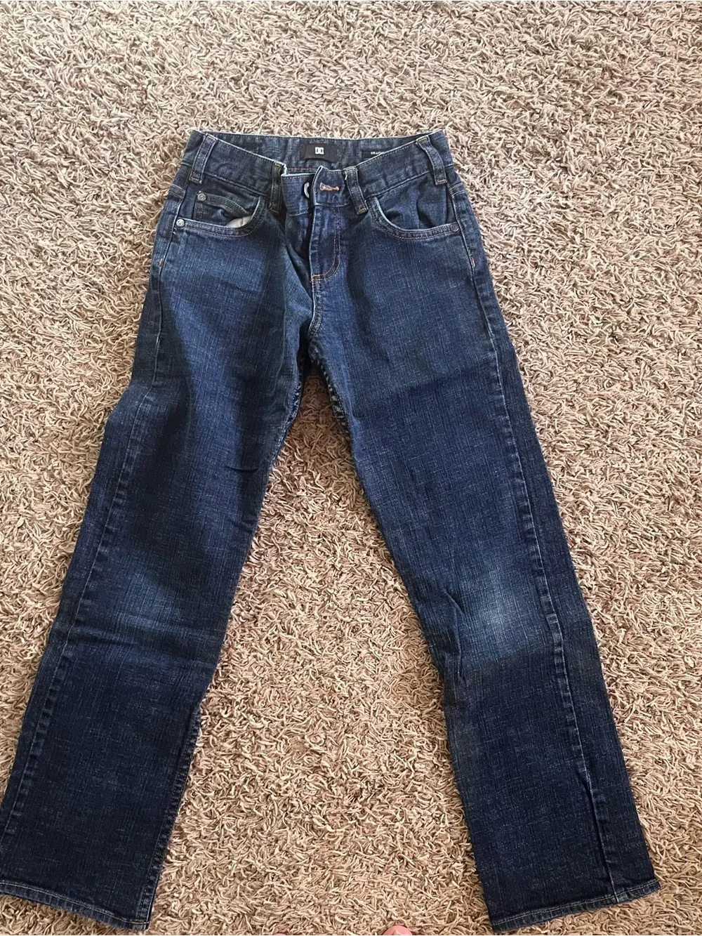 DC Kids Dark Blue Straight Jeans with Orange Stitching